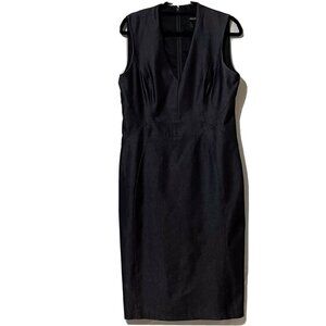 White House Black Market Sz M Sleeveless Dark Blue Sheath Dress Size Tag Missing